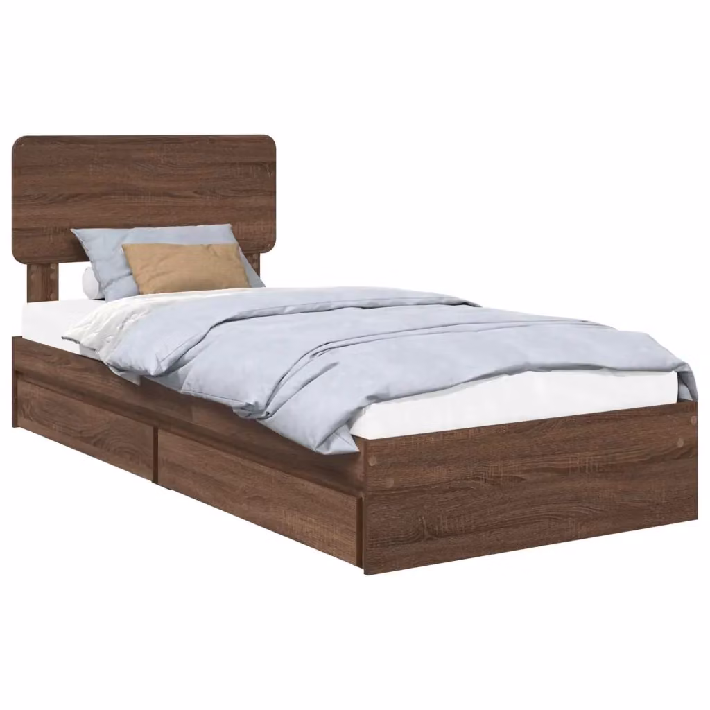 Letto con contenitore e cassetti vidaXL in legno color marrone L: 75 cm, P: 190 cm, H: 90 cm – 2