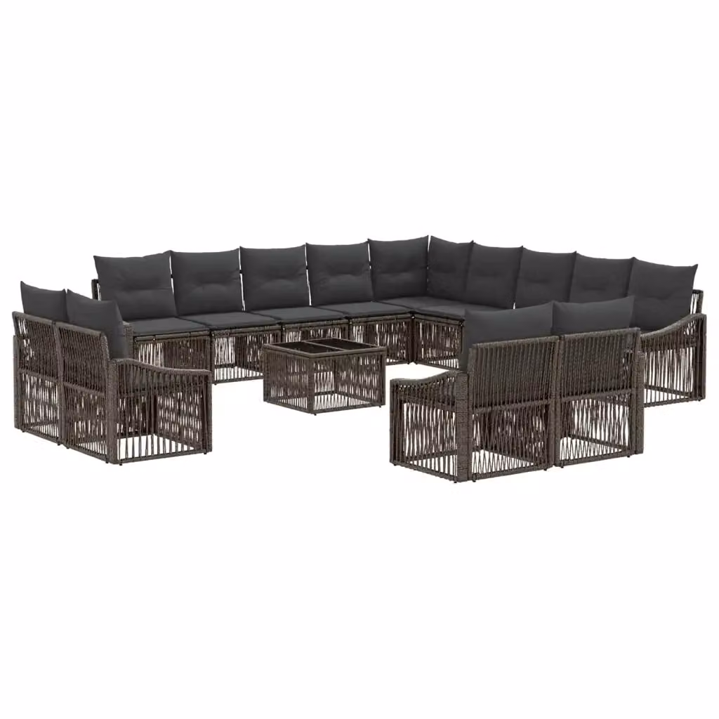 Set Divano da Giardino Moderno vidaXL a Forma a U Grigio con Tavolino e Cuscini Rimovibili – 2