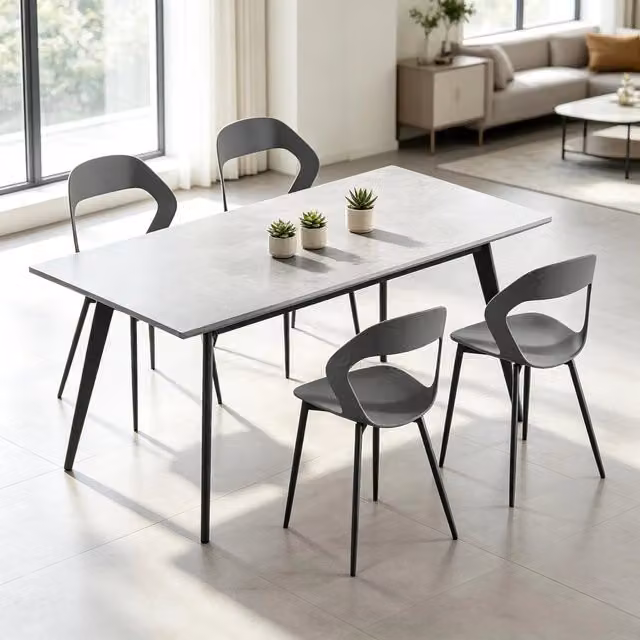 Sedie da pranzo set da 4 con schienale ergonomico traforato design salvaspazio senza braccioli in pp grigio