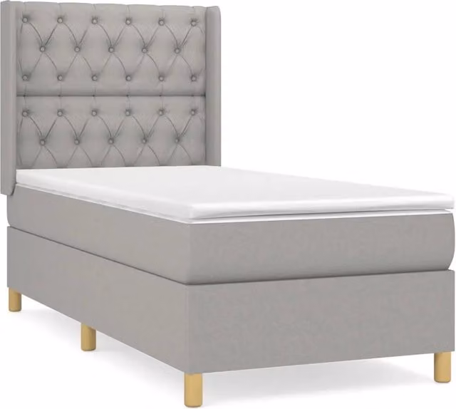 Letto singolo | Letto per adulti | Giroletto a Molle con Materasso Grigio Chiaro 80x200 cm Tessuto