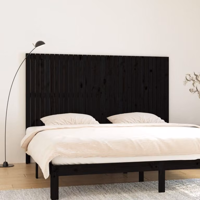 Testiera da parete vidaXL in legno massello di pino nero L: 204 cm, H: 110 cm, P: 3 cm