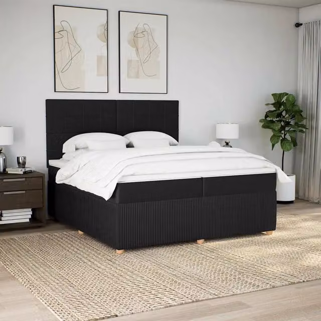 Letto Ibrido vidaXL con Materasso a Molle e Schiuma, Colore Nero e Bianco, L/P: 200 x 200 cm – 1