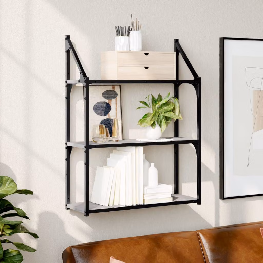 Scaffale da parete vidaXL con 3 ripiani, Grigio Sonoma, L 60 cm x P 21 cm x H 78,5 cm
