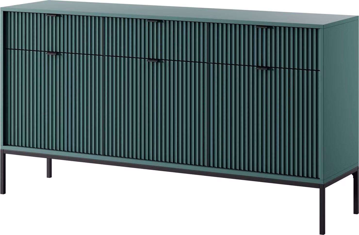 FURNLUX Credenza Avon Verde e Nero 154cm / Colore principale: Verde / Dimensioni: 154 x 83 x 39 cm