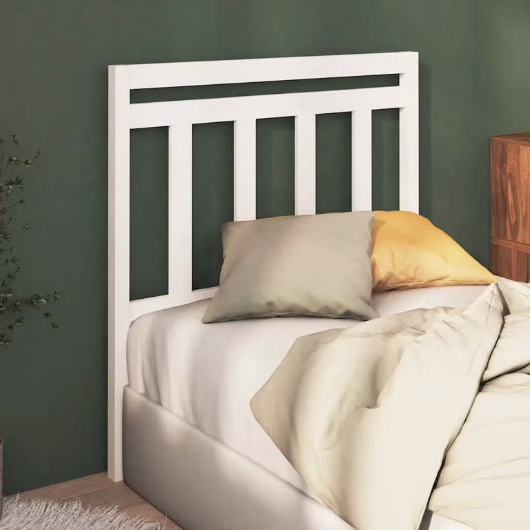Testiera per letto vidaXL in legno massello di pino bianco, stile rustico, L: 106 cm, P: 4 cm, H: 100 cm