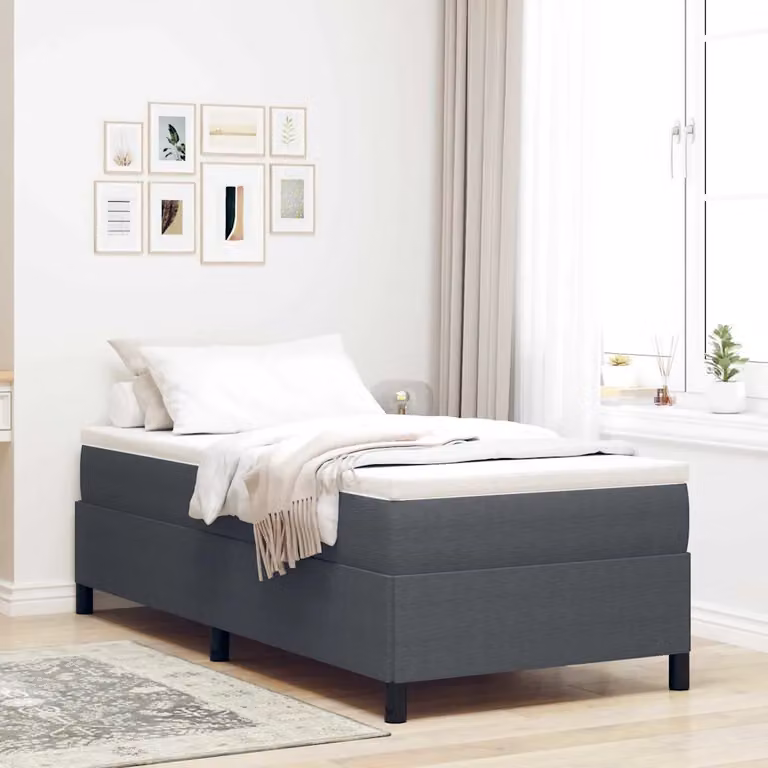 Letto a molle moderno vidaXL in tessuto grigio con struttura in legno e corduroy L/P: 90 x 190 cm