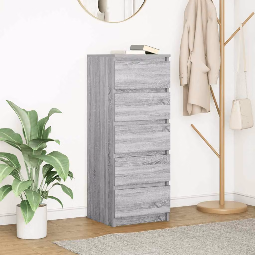 Credenza con cassetti vidaXL in MDF Grigio Sonoma per soggiorno o ufficio L: 37,5 cm, P: 35 cm, H: 99 cm