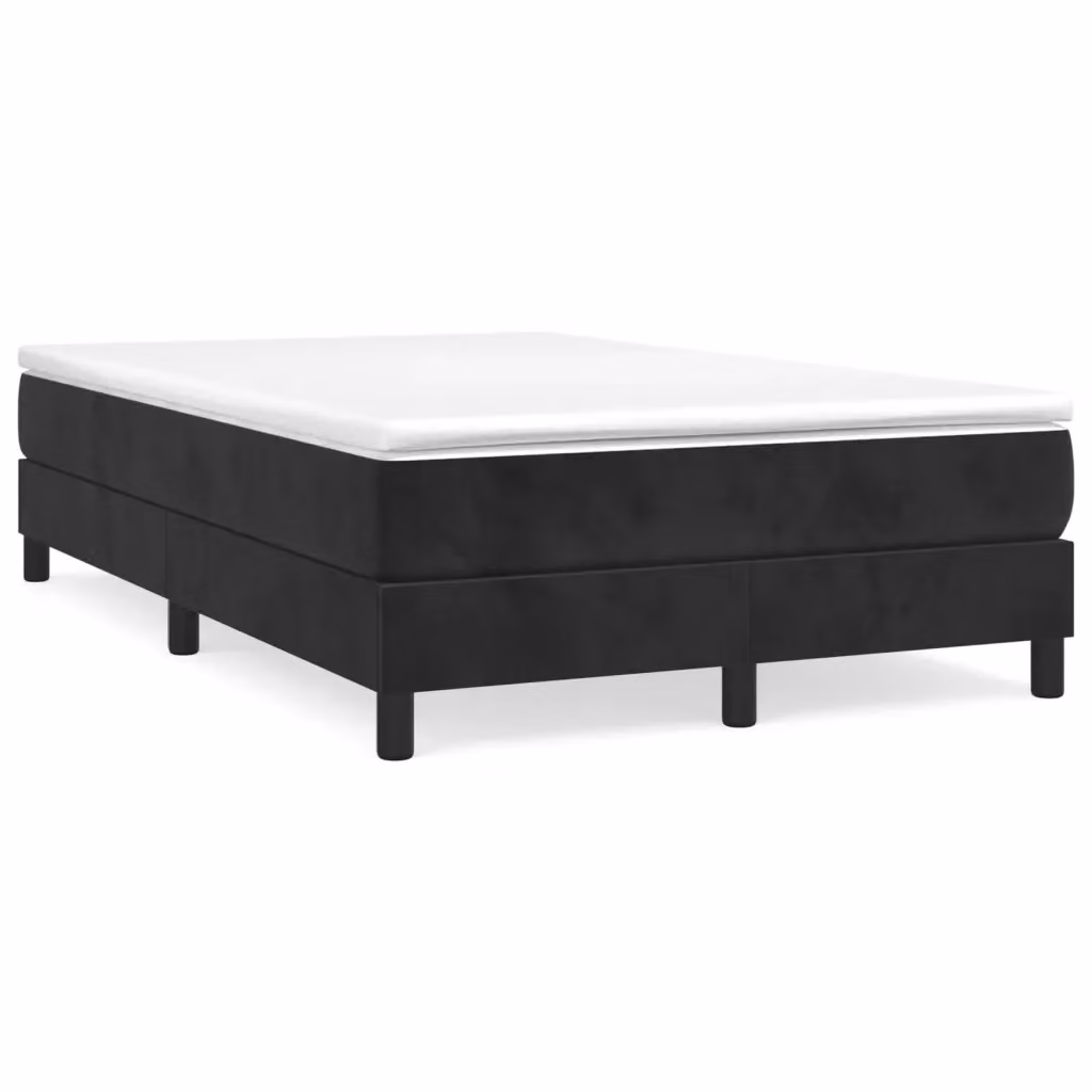 Letto con Giroletto a Molle e Materasso Ibrido vidaXL in Velluto Nero, L 120 x P 200 cm – 2