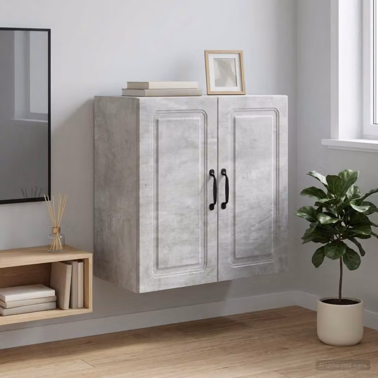 Mobiletto a muro vidaXL in MDF grigio opaco con ante a battente e ripiani interni L/P/H: 59 x 31 x 60 cm