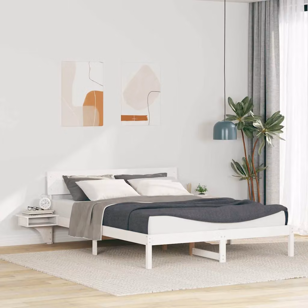 Struttura del letto vidaXL in pino massello bianco L/P: 150 x 200 cm – 1