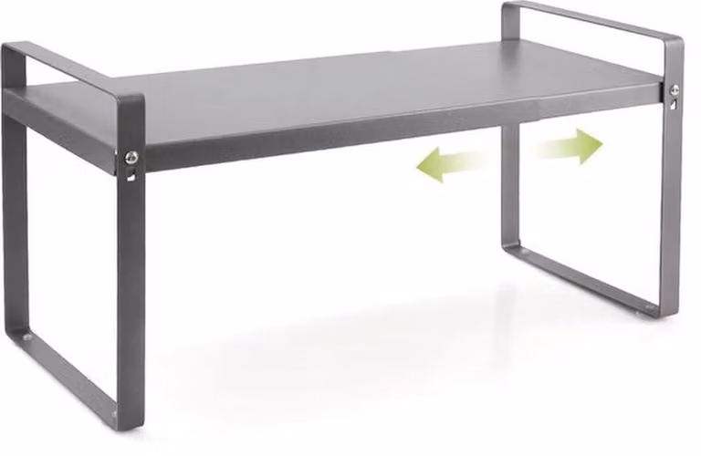 Azomor Scaffale da cucina espandibile in metallo per armadio e piano di lavoro, colore grigio