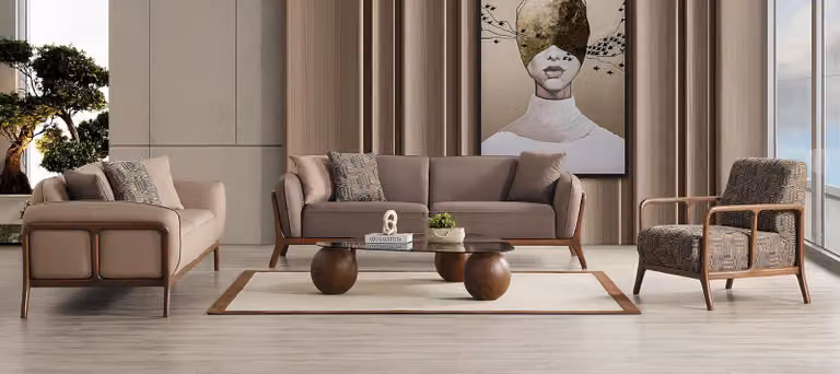 Moderne Wohnzimmer Couchgarnitur Polster 3-Sitzer Relaxsessel 2tlg