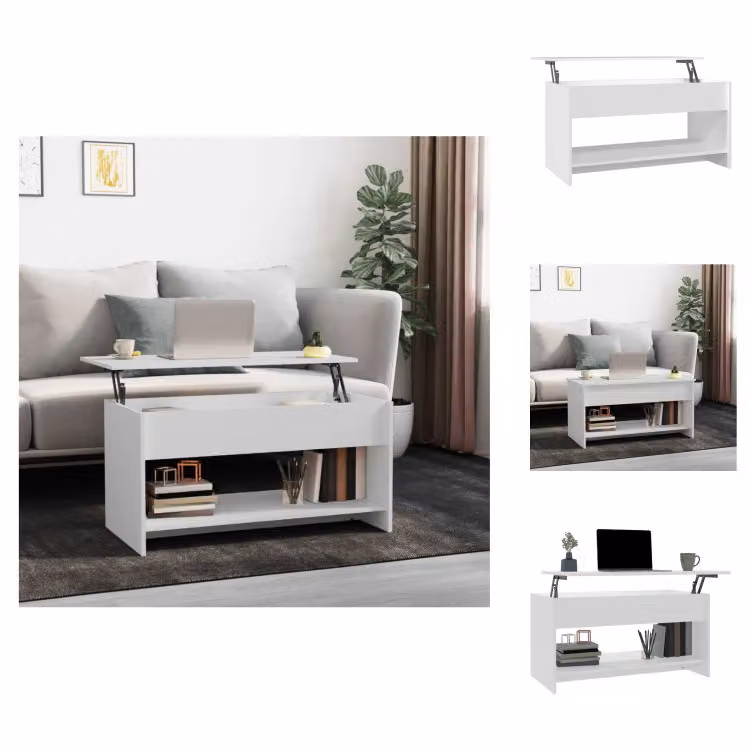 vidaXL Tavolino bianco 102x50x52,5 cm in legno - Tavolini da caffè