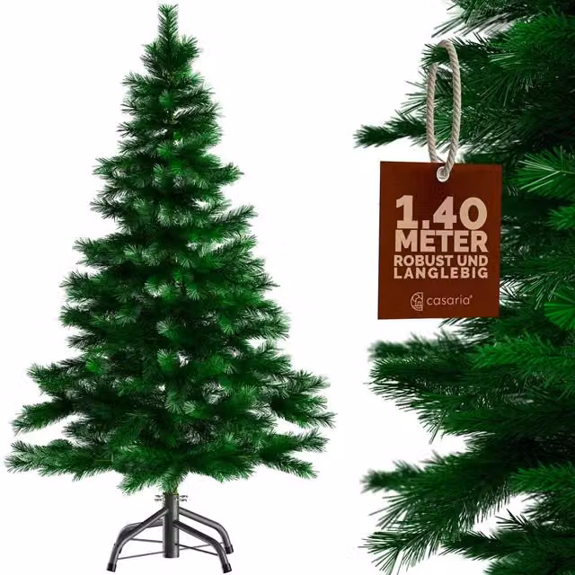 Albero di Natale Casaria verde con base, Altezza: 140 cm