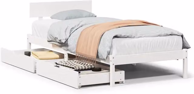 Letto singolo | Letto per adulti | Letto senza Materasso Bianco 90x200 cm Legno Massello di Pino