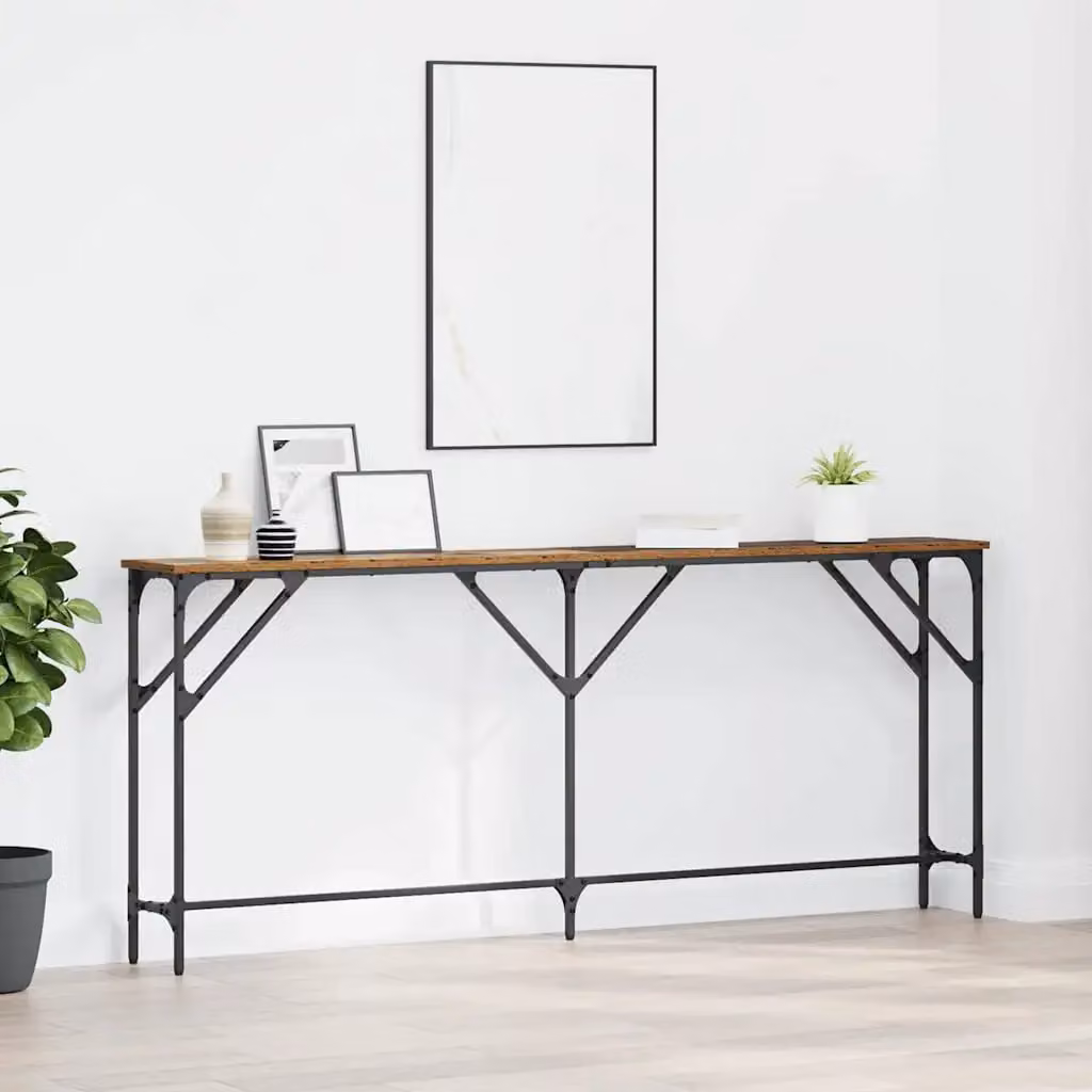 vidaXL Tavolo consolle in stile industriale color marrone L: 180 cm, P: 23 cm, H: 75 cm