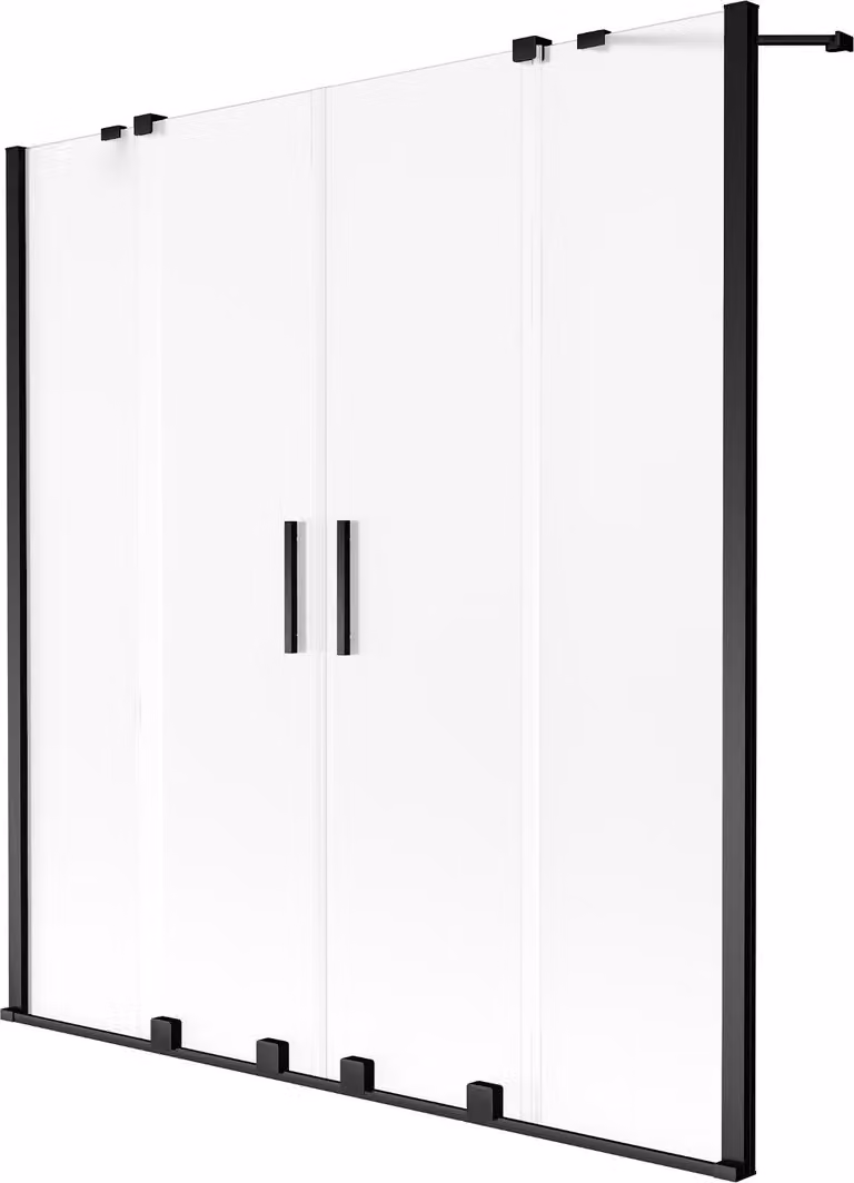 Mexen Velar Duo paratia per vasca da bagno a 2 pannelli scorrevoli 150 x 150 cm, smerigliato, nero - 896-150-000-32-70
