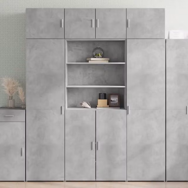 Credenza Grigio Cemento 80x42,5x185 cm in Legno Multistrato 3281381