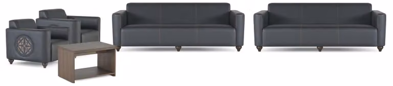 Stilvolle Arbeitszimmer Möbel Designer 2x 3-Sitzer 2x Sessel Couchtisch