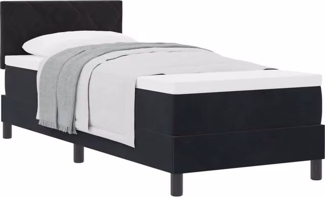 Letto singolo | Letto per adulti | Letto a molle con materasso Nero 80 x 200 cm Velluto