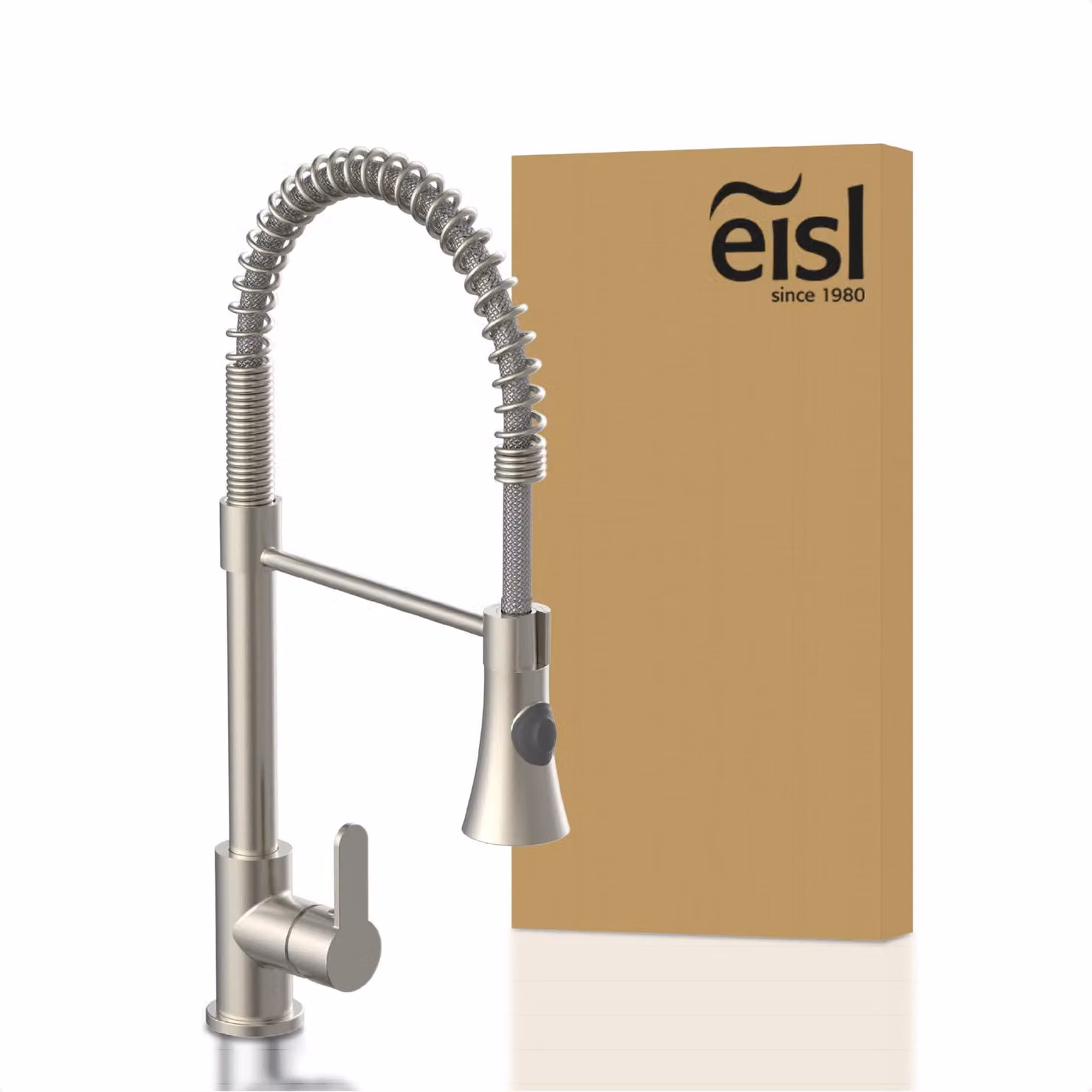 Miscelatore per lavabo a bassa pressione, con maniglia a spirale, in ottone nichelato, girevole a 360°