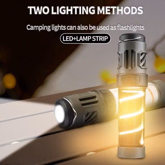 Lampada da campeggio a LED, torcia compatta, portatile, multifunzionale, con luce esterna e treppiede