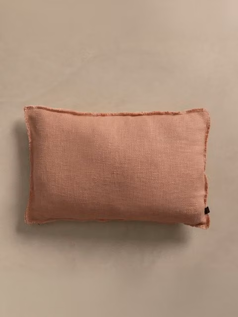 Cuscino rettangolare Lisse Kenay Home color terracotta in cotone e lino con fodera lavabile