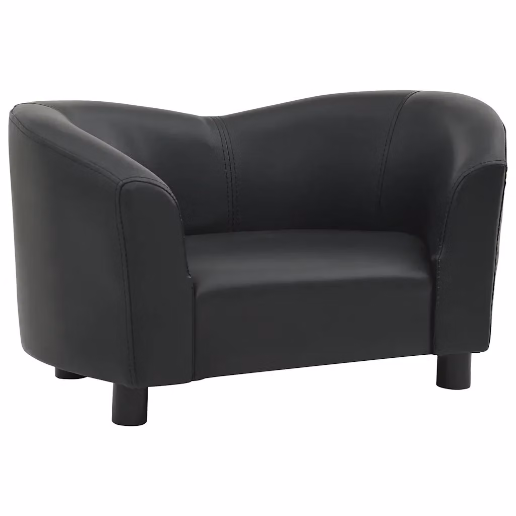 Divano per cani vidaXL in similpelle nero con base in legno, L: 67 cm, P: 41 cm, H: 39 cm – 2