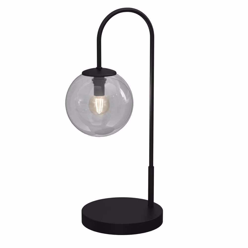 Cambridge lampada da tavolo a sfera in vetro nero trasparente 1xE14 15W Luminex