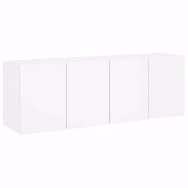 Set di 2 Mobili TV a Parete Moderni Design In in Legno Bianco Opaco L: 60 cm, P: 30 cm, H: 41 cm