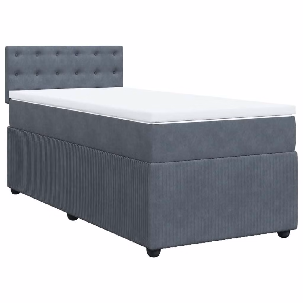 Giroletto a Molle con Materasso Grigio Scuro 90x200 cm Velluto