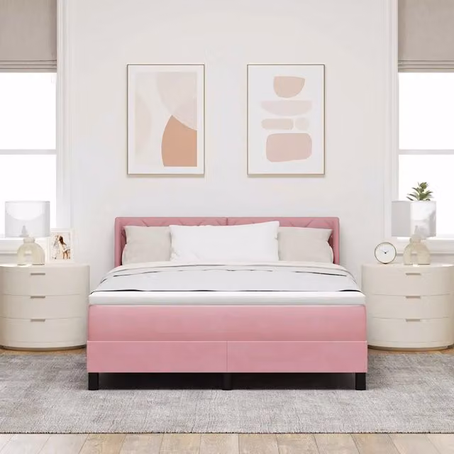 Letto Ibrido con Testiera in Velluto Rosa vidaXL L/P: 140 x 190 cm – 1