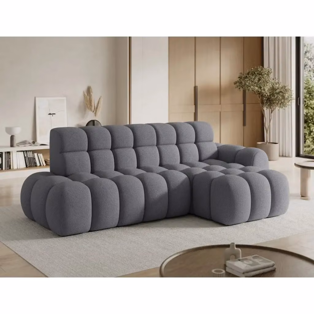 Divano angolare convertibile BULLA MEUBLORAMA grigio con angolo destro, modello moderno con seduta regolabile elettrica e struttura in legno massello – 2