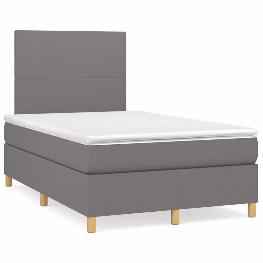 vidaXL Giroletto a Molle Ibrido con Materasso in Tessuto Grigio e Bianco L/P/H: 120 x 200 x 193 cm