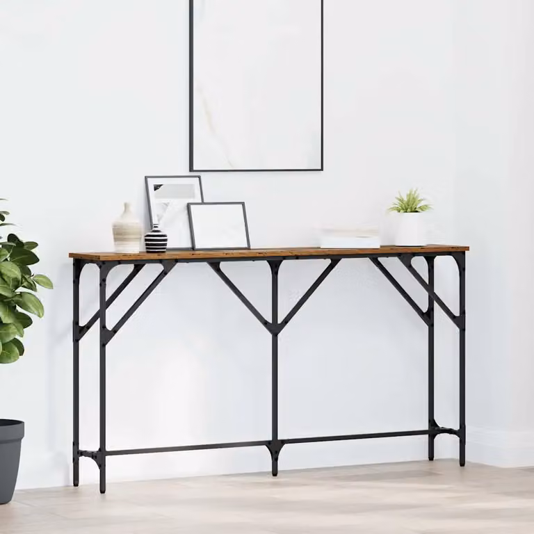 vidaXL Tavolo consolle in stile industriale color marrone L: 140 cm, P: 23 cm, H: 75 cm