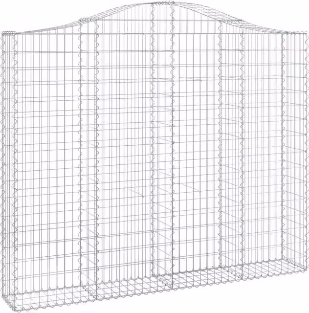 Cestno di gabioni ad arco decorativo insonorizzato giardino 200 x 30 x 160 cm in ferro zincato argento 02_0046144