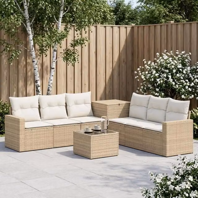 Set di divani 8 pz Beige e Bianco Crema 55 x 55 x 37 cm 3448338