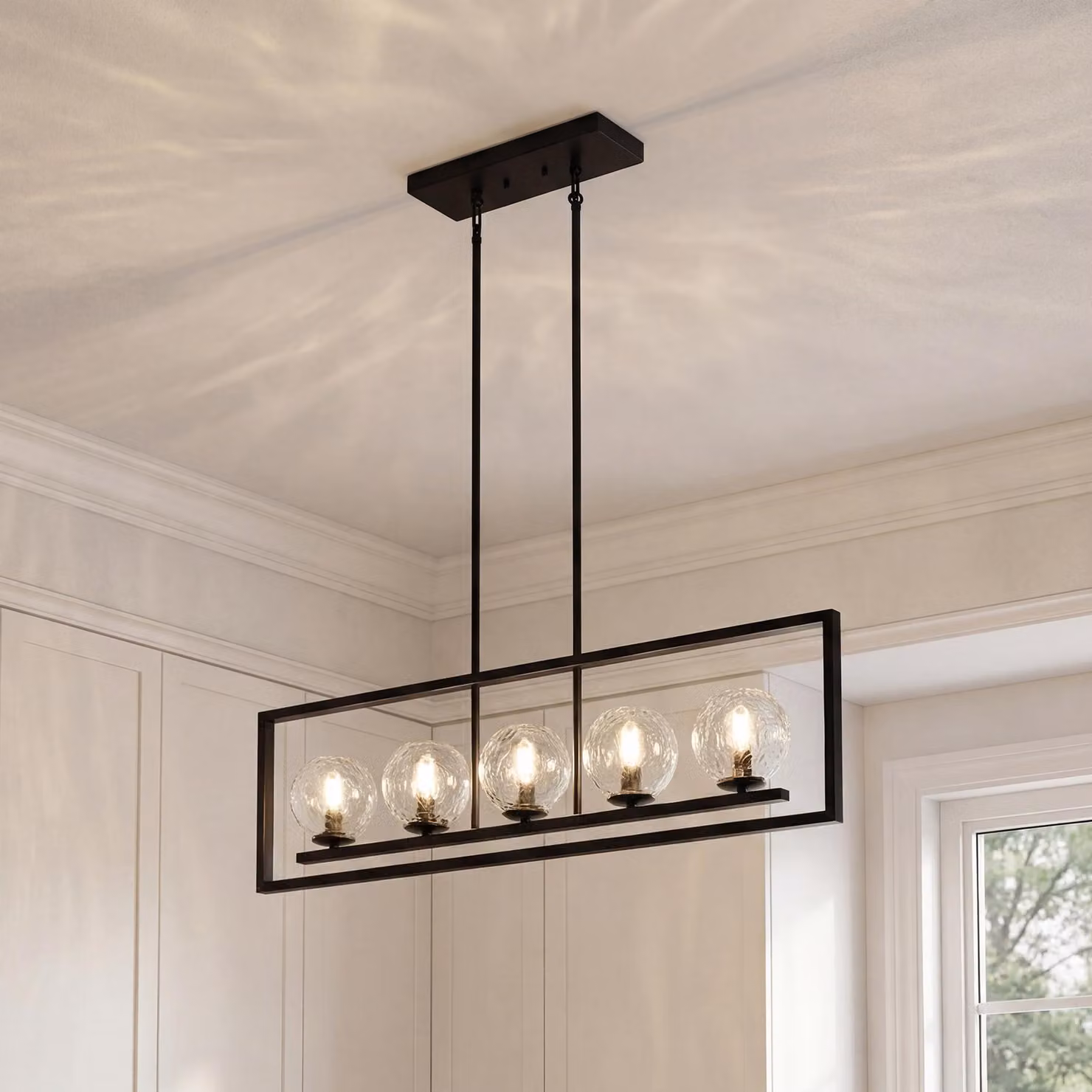 Lampada a sospensione moderna a 5 bracci Tribesigns, regolabile in altezza, lampada da soffitto in metallo per sala da pranzo, cucina, ingresso (portalampada E14, lampadina non inclusa)