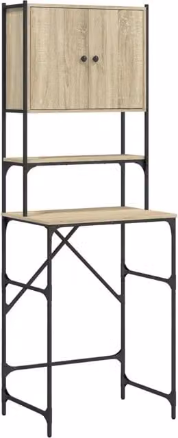 Armadio per lavatrice industriale salva-spazio 68 x 48,5 x 194 cm in legno multistrato rovere sonoma 02_0049394