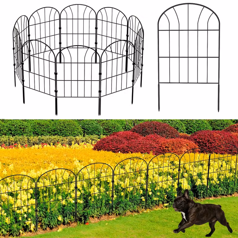 Recinzione decorativa per giardino, realizzata in metallo, altezza 60 cm x larghezza 33 cm (10 pannelli, lunghezza totale 3,3 metri)