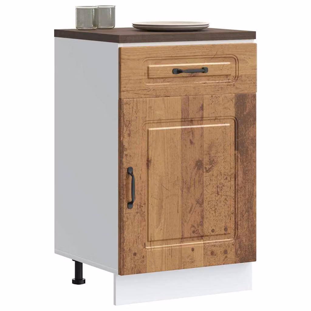 Base da cucina vidaXL Kalmar in legno multistrato marrone con ante a battente stile rustico L: 46 cm, P: 50 cm, H: 81,5 cm