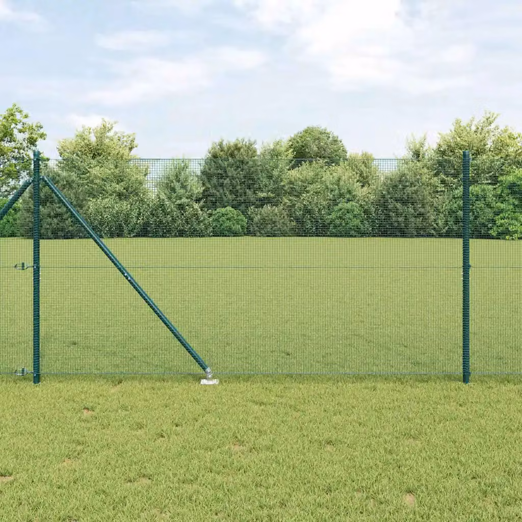 Recinzione in rete saldata con punte vidaXL, rivestimento in PVC, colore Verde
