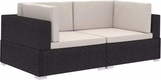 Set di 2 Poltrone Modulari ad Angolo in Polyrattan Nero con Cuscini CFW7772061 – 1