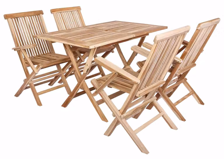 Set di mobili da giardino, 5 pezzi, in legno massello di teak naturale