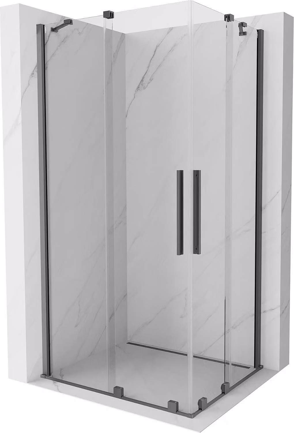 Mexen Velar Duo cabina doccia scorrevole 90 x 80 cm, trasparente, canna di fucile - 871-090-080-02-95