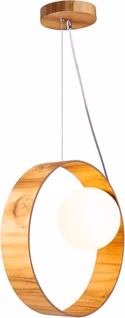 Lampada a sospensione Sfera Quintiesse teak E27 vetro opale