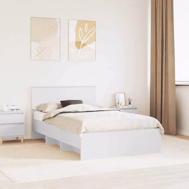 Struttura letto moderno vidaXL in legno ingegnerizzato bianco L/P/H: 200 x 120 x 90 cm