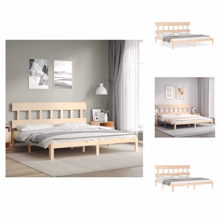 vidaXL Letto in legno massiccio con testiera 200x200 cm - Letti e strutture letto