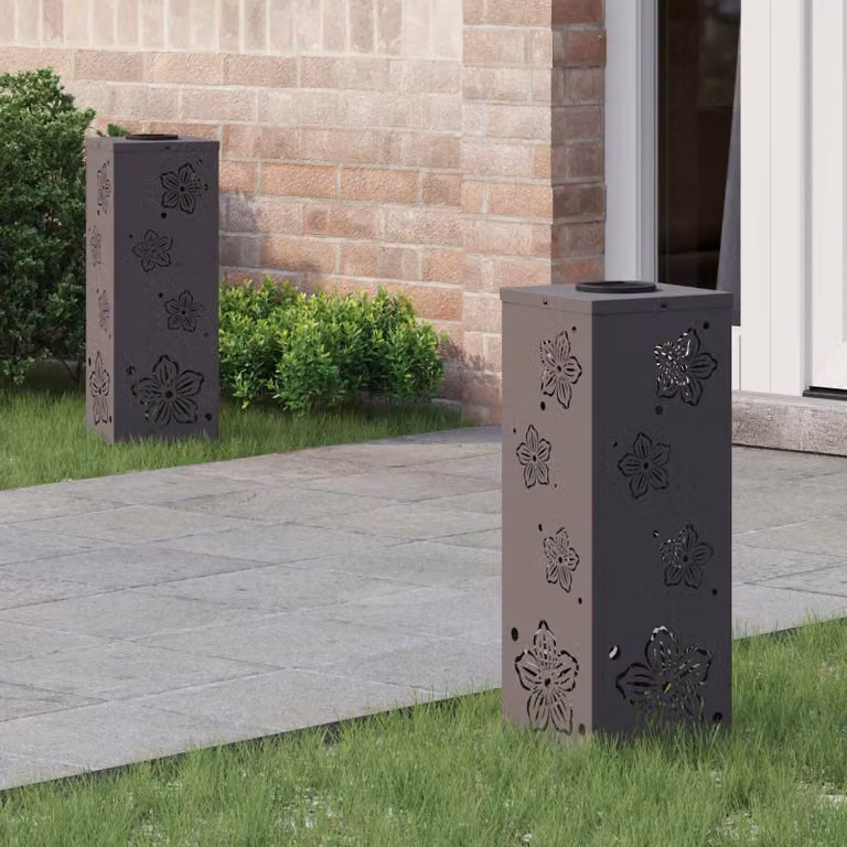 Set di 2 faretti LED solari vidaXL per sentieri e giardino, colore nero, con luce bianco caldo, H x L x P: 50 x 18 x 18 cm