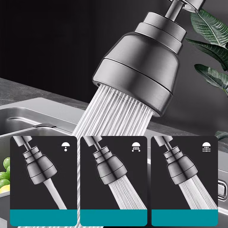 INF Aeratore per rubinetto esteso in rame interamente grigio canna di fucile con 3 modalità